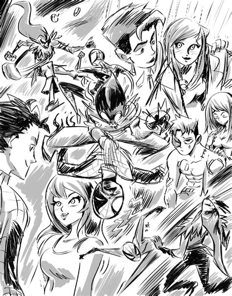 Peter and MJ and Spider-Man vs Goblin Sketch Spread commission by ...