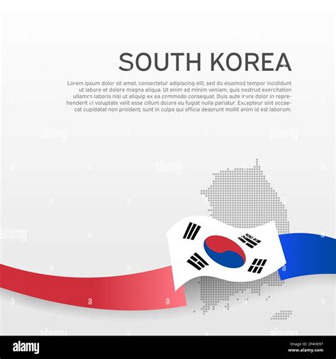 South korea flag and map on white background. Vector brochure design. Cover for business booklet ...
