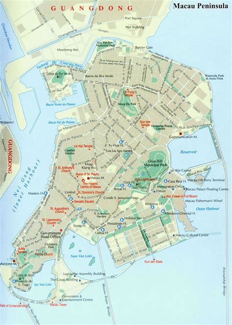 Macau Peninsula Map, Map of Macau, China, Macau Travel Map