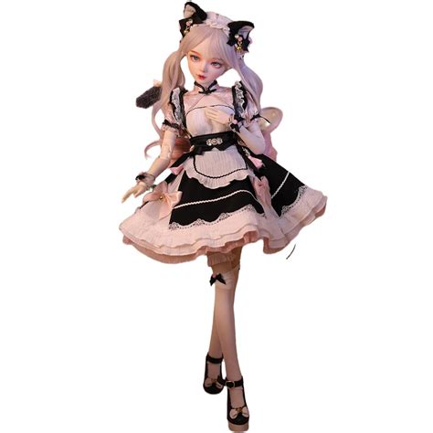 VLEYAN Hand-Painted BJD Doll, 22.8 Inches (56cm) Tall, Catgirl Maid ...