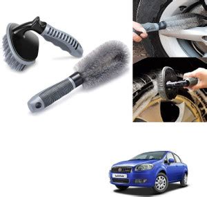 AuTO ADDiCT COMBO OF CAR WHEEL AND ALLOY CLEANER BRUSH FOR FIAT Linea ...