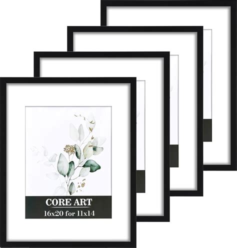 CORE ART 16x20 Frames 4 Pack, Black 16 x 20 Picture Poster Frame with ...