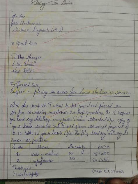Letter briefly about to the wholesle book shop dealer , placing order ...