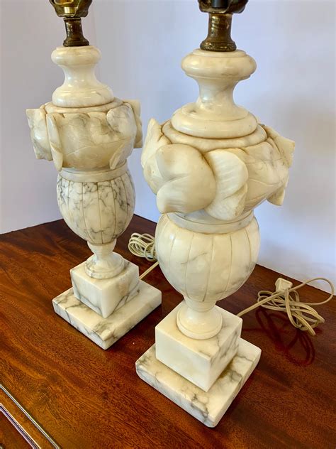Pair of Heavy Vintage Alabaster Lamps at 1stDibs | vintage alabaster ...