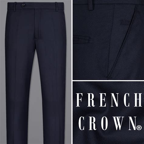 Tagora Blue Plain-Solid Regular Fit Wool Blend Pants For Men