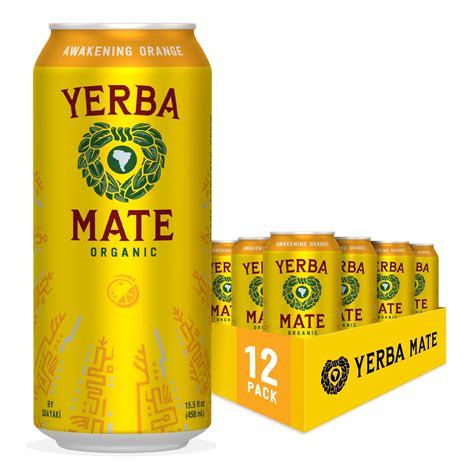 Guayaki Organic Yerba Mate, Orange Exuberance, 15.5oz Cans (Pack of 12 ...