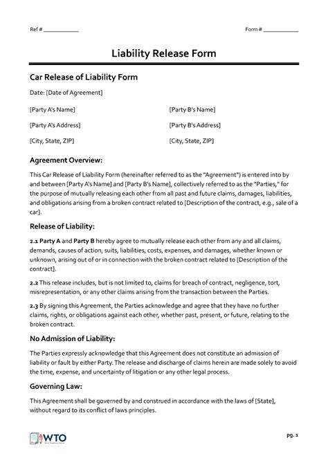 Free DMV Release of Liability Forms - Editable