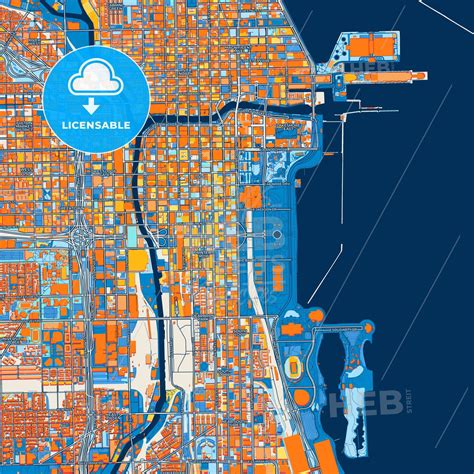 HEBSTREITS Colorful Chicago Street Map with Labels and Buildings - Shop
