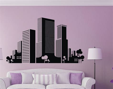 Wall Sticker Urban City Buildings Wall Decal and Sticker Size(100*59)cm ...