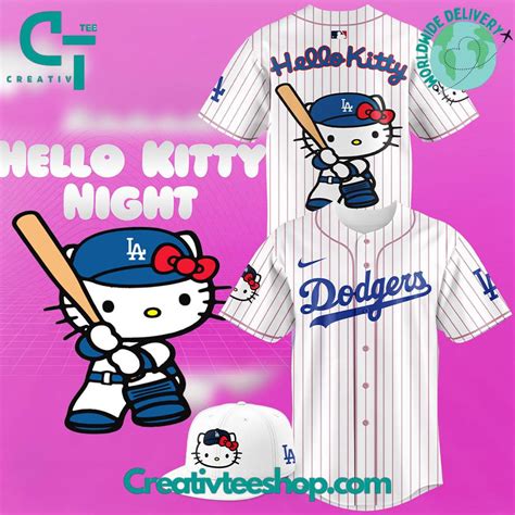 Los Angeles Dodgers x Hello Kitty Night Stripes Jersey - Creativteeshop