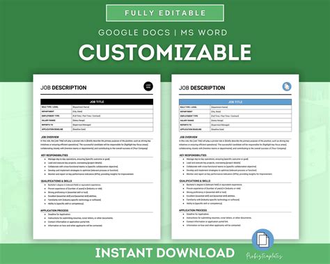 Image result for Job Description Form Template