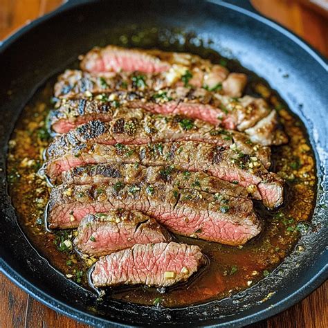 Garlic Butter Skillet Flank Steak Oven Recipe - Food Made Gently