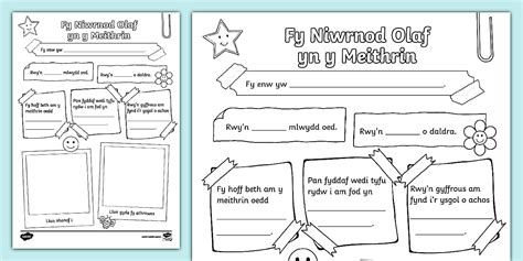 Fy Niwrnod Olaf yn y Meithrin: Poster Llyfr Lloffion