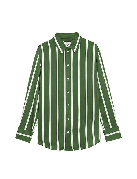 Buy Satin Striped Collared Button Through Shirt at Marks & Spencer