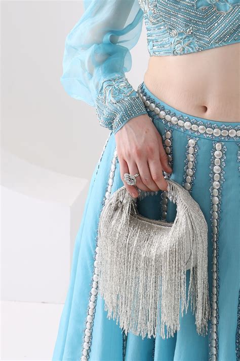 Silver Embellished Zaha Tasselled Cutdana Bag – forevernoor