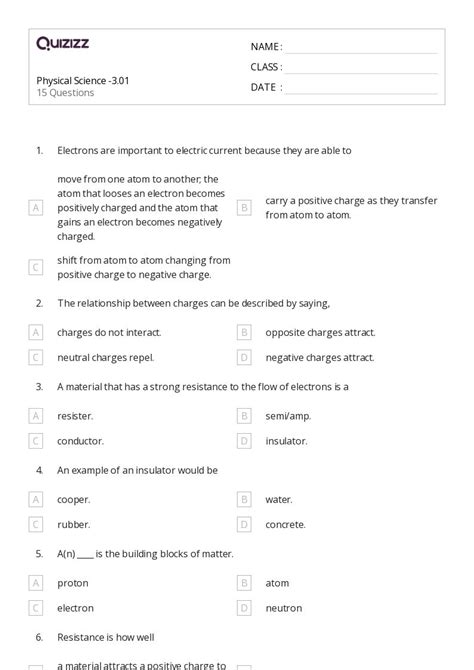 Image result for Physical Science Worksheets for Pre