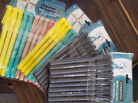 Classmate Spin Ball Pen- Black (Pack of 10)|Attractive Matte Finish for ...
