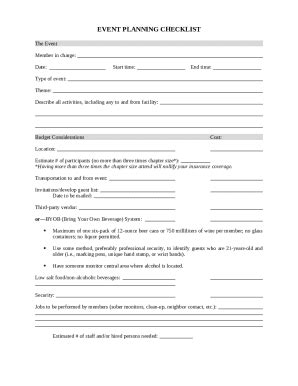 EVENT PLANNING CHECKLIST Doc Template | pdfFiller