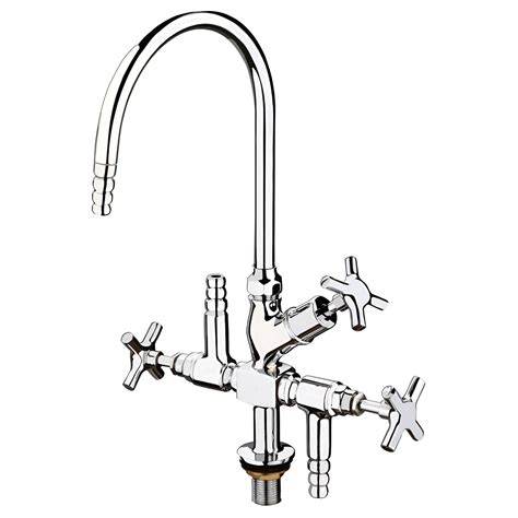 New Ware Lab Cock Three Way Tap with 360 Degree Swivel Brass Spout Swan ...