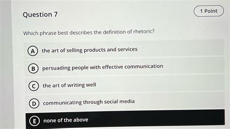 [Solved] Question 7 1 Point Which phrase best describes the definition ...