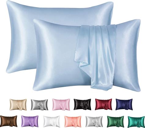 Amazon.com: MR&HM Satin Pillowcase Set of 2, Queen Size Silky Pillow ...