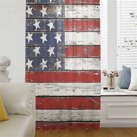 American Flag Window Curtain 84 Inches Long,Red Blue Star Stripes ...