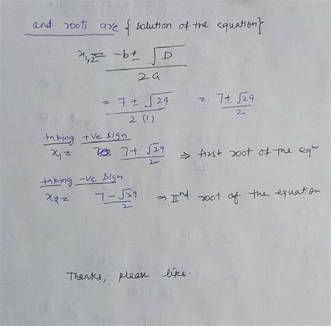 [Solved] For the quadratic equation x squared minus 7 x plus 5 equals 0 ...