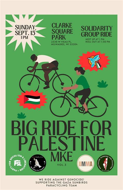 Big Ride for Palestine - MKE Solidarity Bike Ride, Clark Square Park ...