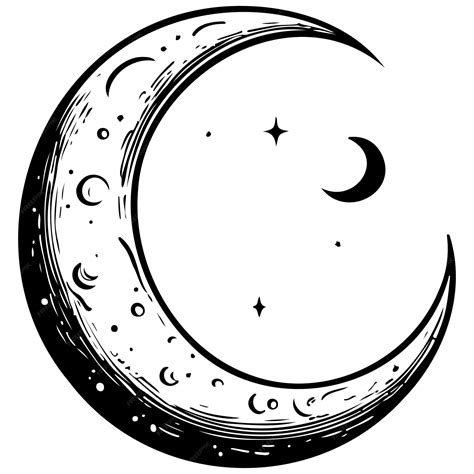 Crescent moon drawing line head line art black realistic sketches ...