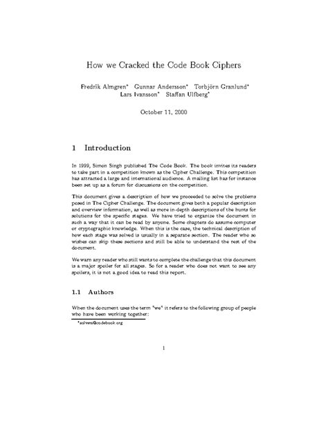 How We Solved The Cipher Challenge: A Codebook Analysis (CS101) - Studocu