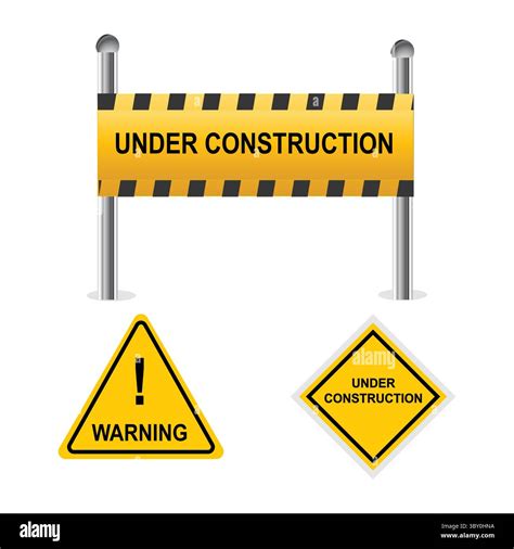 Construction signs on road Cut Out Stock Images & Pictures - Alamy