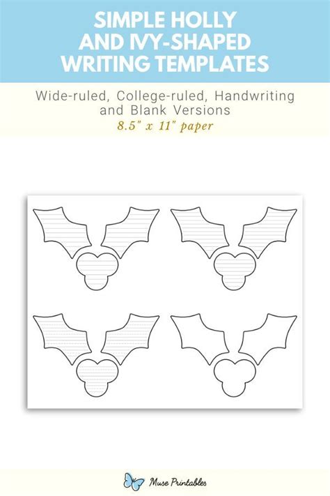 Printable Simple Holly and Ivy Shaped Writing Templates | Writing ...
