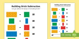 Building Brick Subtraction Worksheet / Worksheets