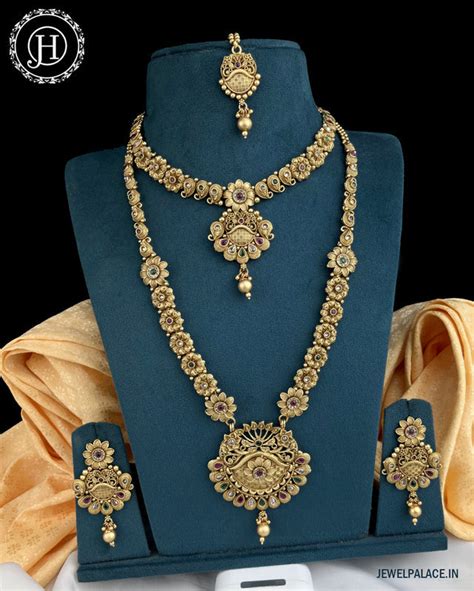 Elegant Gold Plated Matte Finish jewellery set combo lowest price With ...