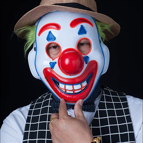 Halloween Dual Color Glowing Clown Mask Full Face Clown Party Costume ...