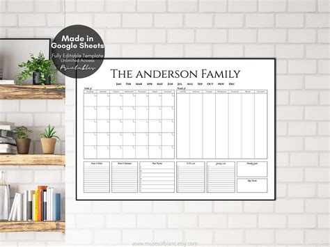 Buy Editable Family Command Center Printable Google Sheets Template V7 ...