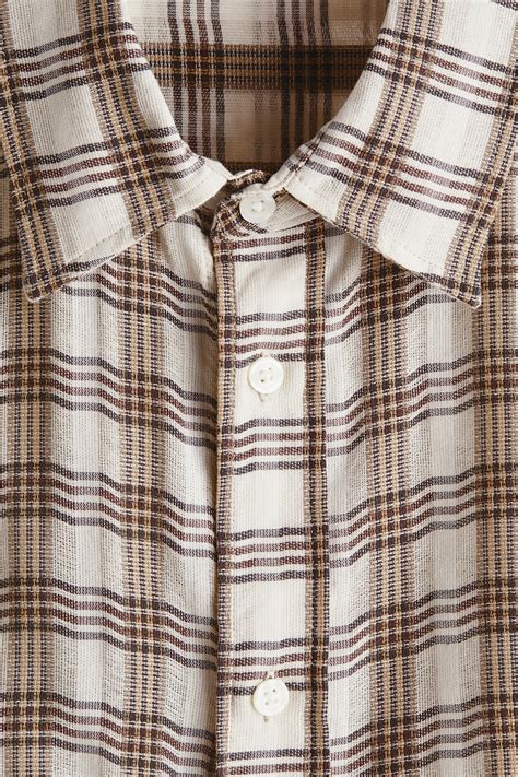 Men’s Light beige/Checked Relaxed Fit Cotton shirt | H&M IN