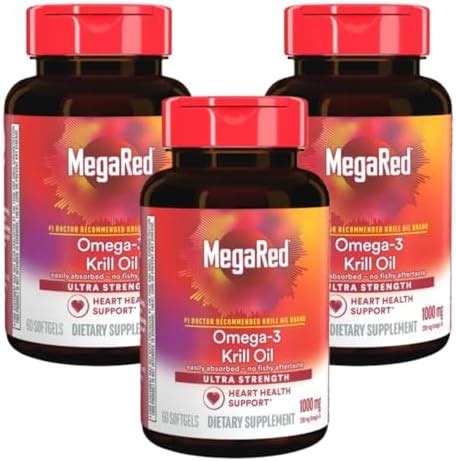 Amazon.com: Megared Omega-3 Fish & Krill Oil Supplement 900mg - MegaRed ...
