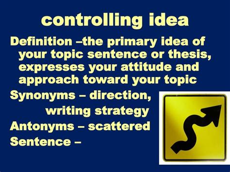 Image result for Controlling Idea Definition Example