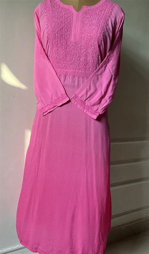 Women's Lucknowi Handcrafted Modal Cotton Chikankari Kurti - HONC02291