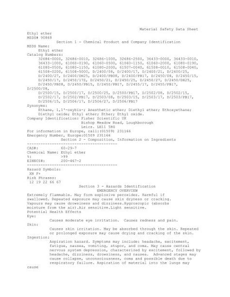Material Safety Data Sheet Ethyl ether MSDS# 90868 Section 1 ...
