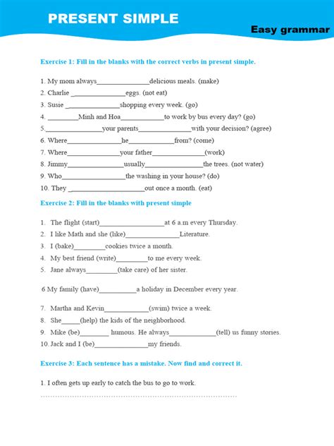 Simple Present Worksheet 的图像结果