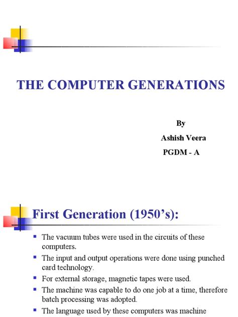 The Computer Generations Ppt | Computer Data Storage | Input/Output