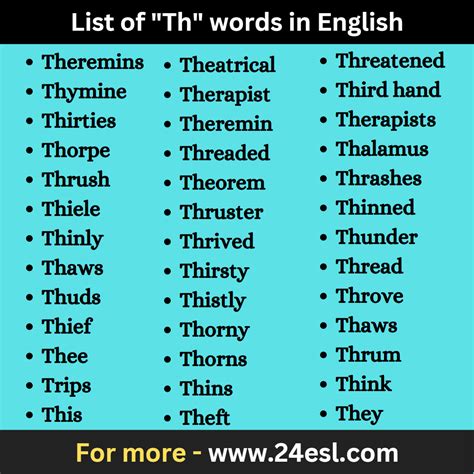 List of "Th" words in English - 24esl.com