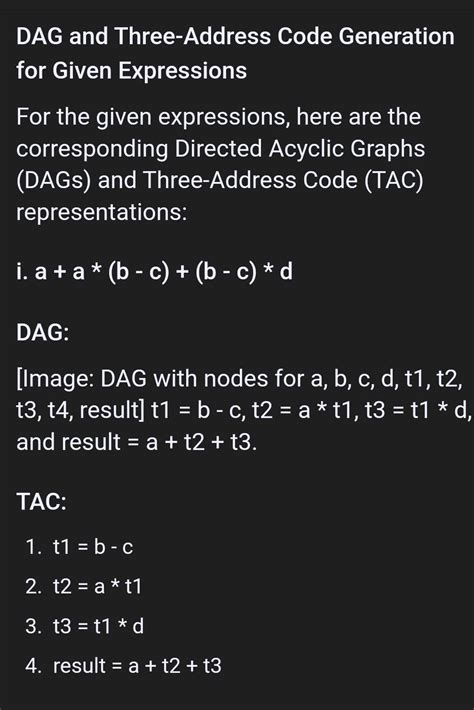 can you give me the full answer plz q1.DAG and Three-Address Code for ...