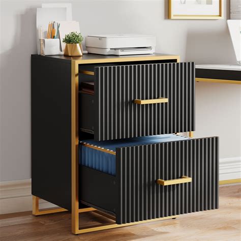 Moasis Rattan 2-Drawer Lateral File Cabinet with Charging Station - On ...