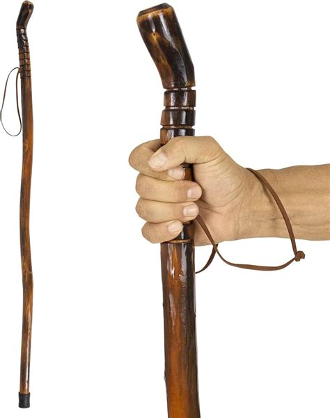Amazon.com: Vive Wooden Walking Stick for Hiking - Handcrafted, Waterproof with Leather Wrist ...