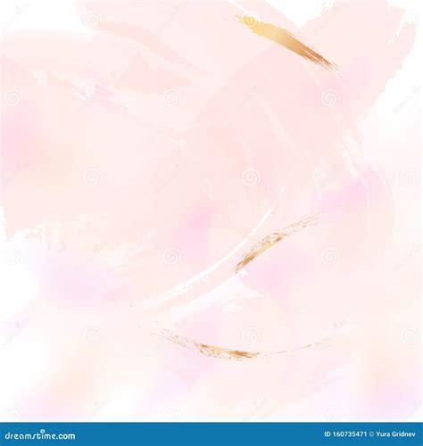 Vector Nude Rose Brush Strokes with Golden Sparkles Pattern, Luxury Outline Decoration. Pastel ...