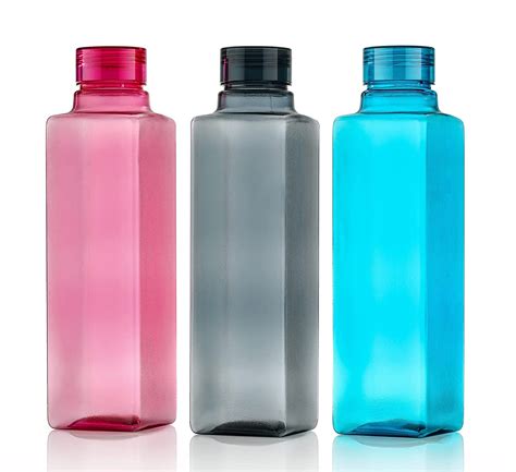 Plastic Water Bottles - Square Shaped Fridge Water Bottle Set With Lid ...