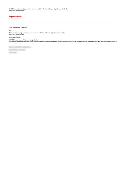 SOLUTION: Solution for titanium nitride coatings on tools reduce the ...